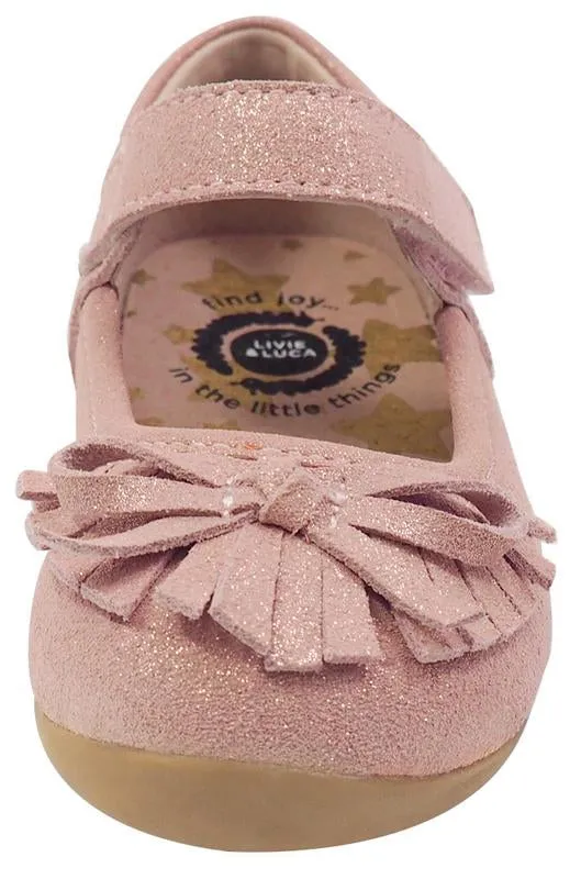 Livie & Luca Girl's Mary Jane with Light Gold Trim, Desert Rose