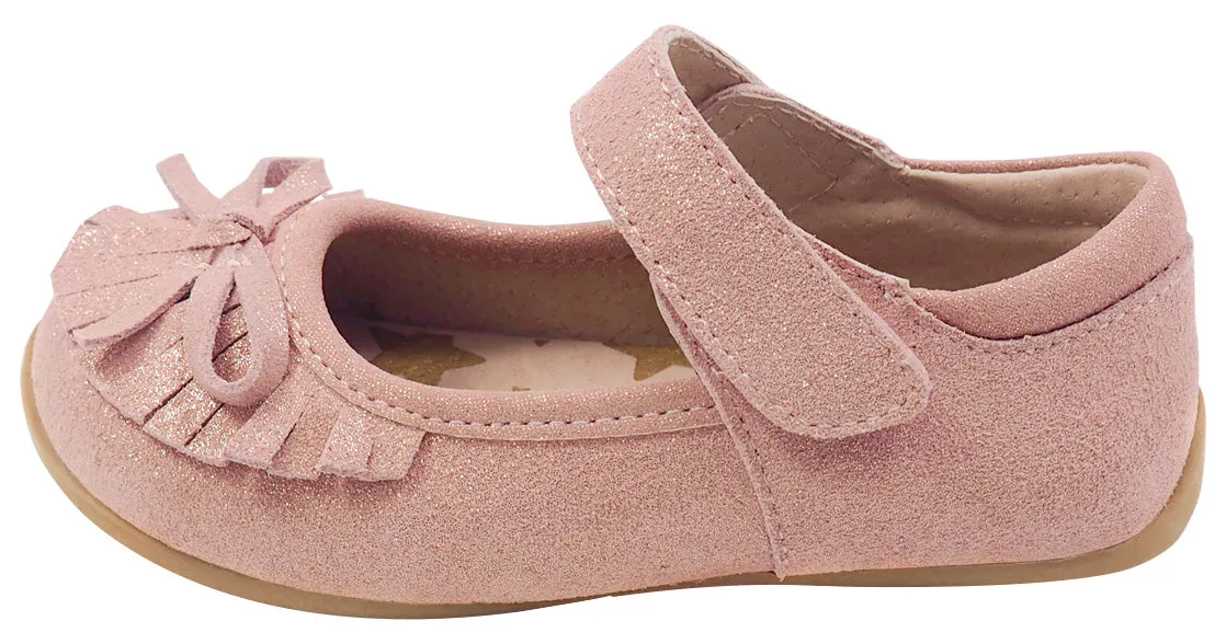 Livie & Luca Girl's Mary Jane with Light Gold Trim, Desert Rose