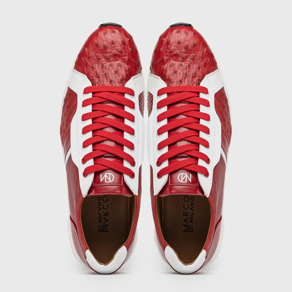 Marco Di Milano LYON II Ostrich and Calfskin Red/White Sneakers