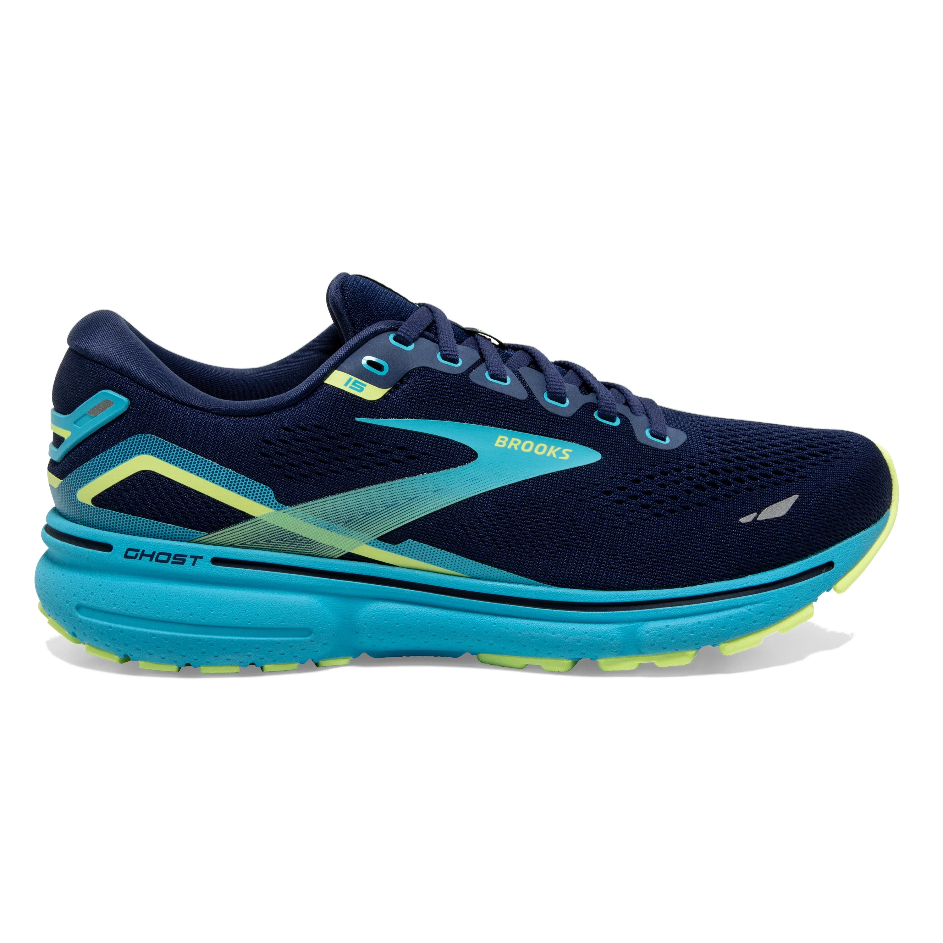 Men's Brooks Ghost 15 1103931D407 Color: Navy/Blue/Green