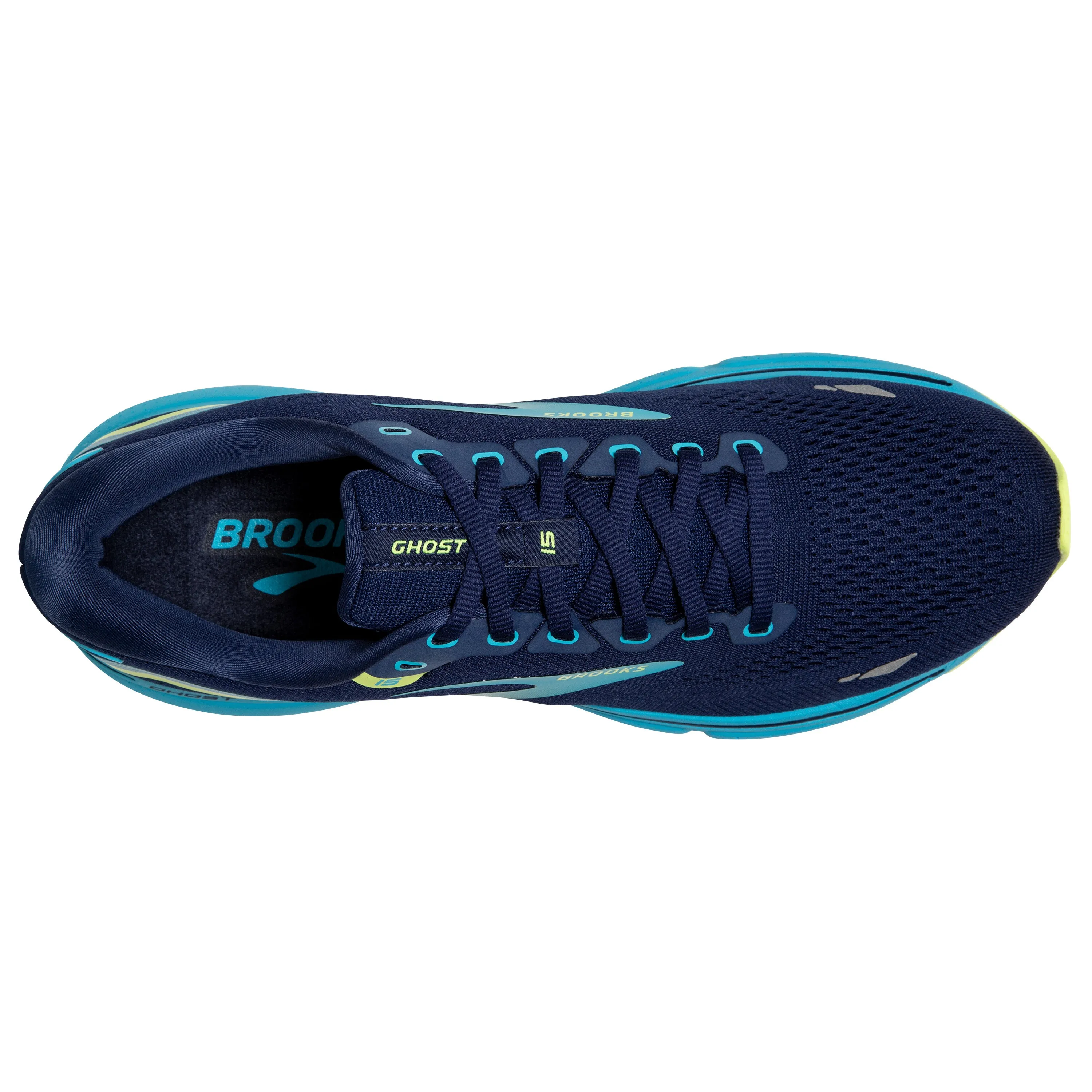 Men's Brooks Ghost 15 1103931D407 Color: Navy/Blue/Green