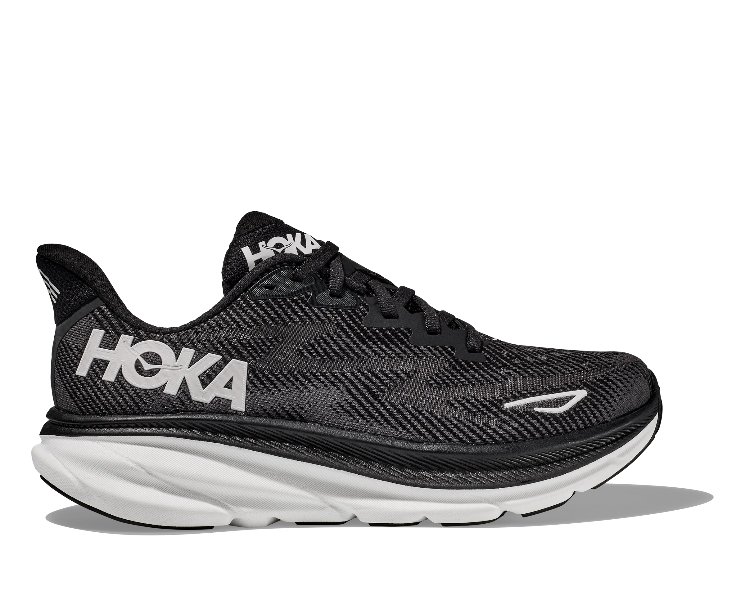 Men's Hoka Clifton 9 Color: Black/ White