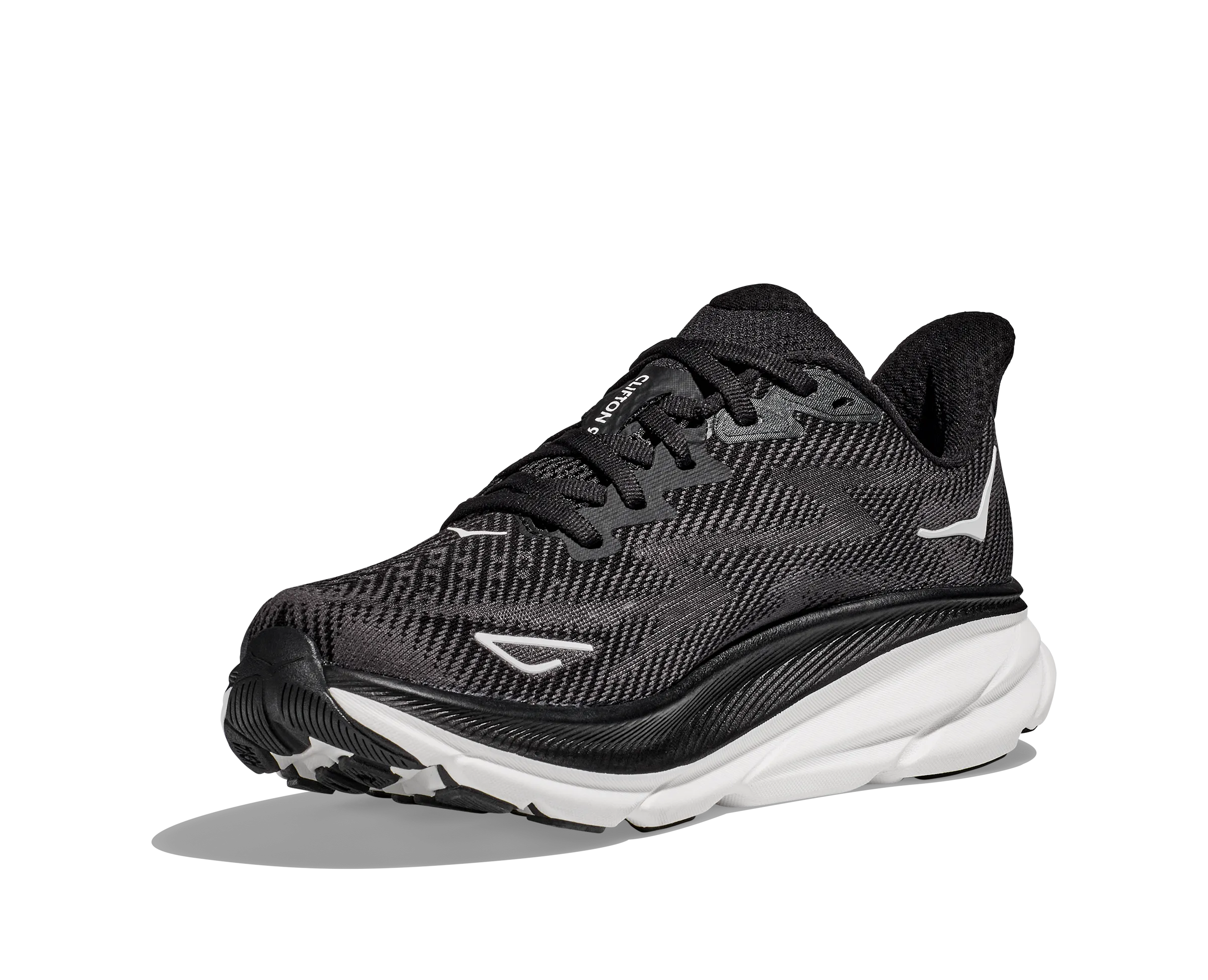 Men's Hoka Clifton 9 Color: Black/ White