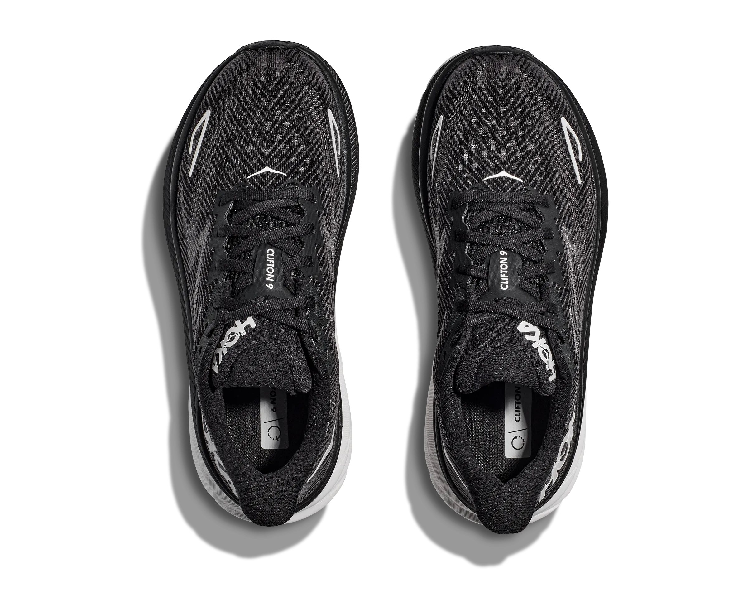 Men's Hoka Clifton 9 Color: Black/ White