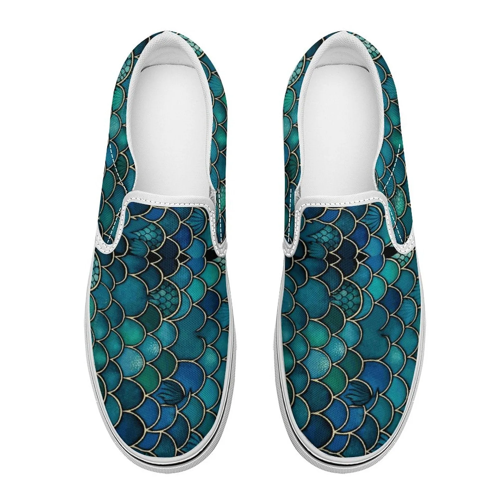 Mermaid Scale Printed Slip-on Canvas Shoes  for Teenagers and Adults