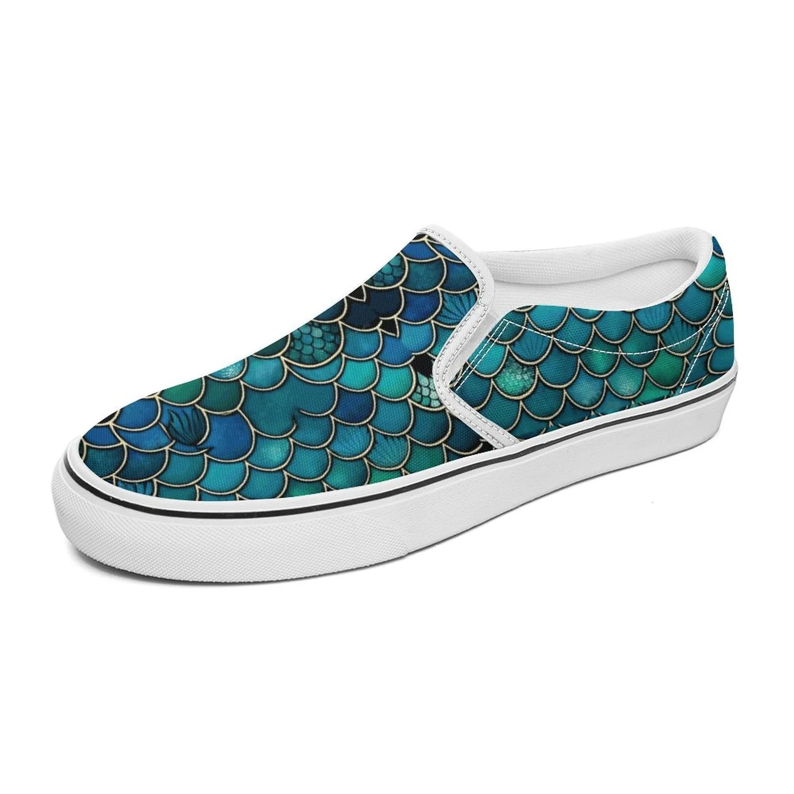 Mermaid Scale Printed Slip-on Canvas Shoes  for Teenagers and Adults