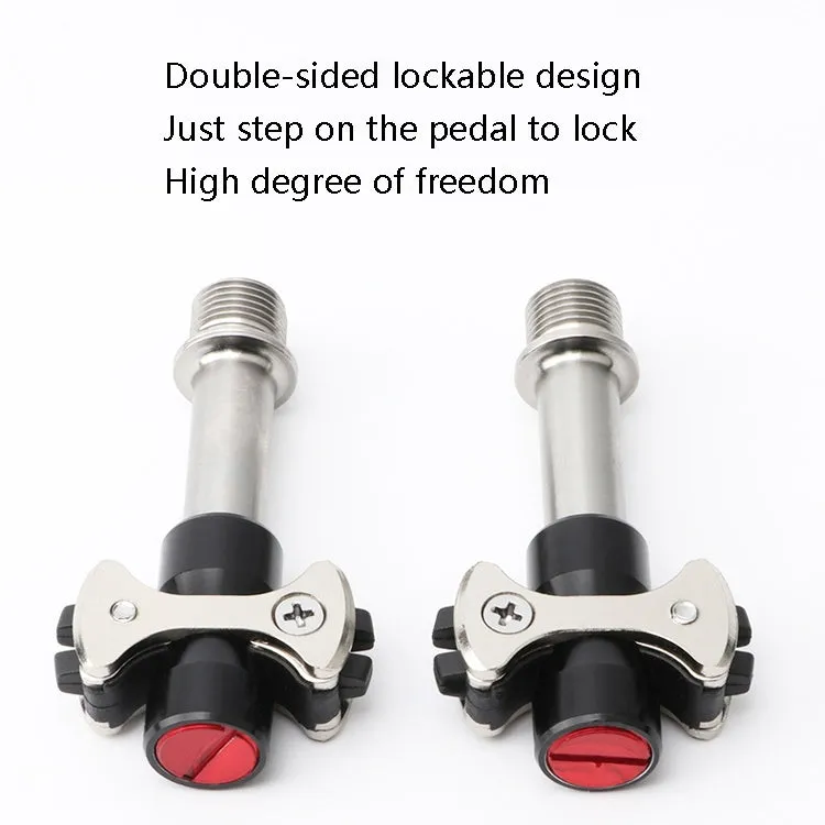 MEROCA Road Lock Shoes Card Three Pardin Bicycle Lollipops Self-Locking Pedal With Lock, Style: Titanium Alloy Axis (Black)