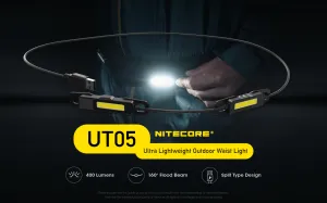 NITECORE UT05 Ultra Lightweight Outdoor Waist Light with Nitecore BLT10 Running Belt