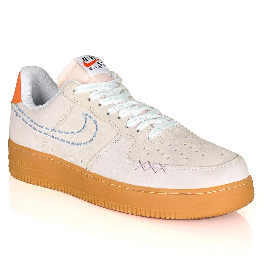 NK 1 Low N7 LV8 Utility Suede Patterned Sneakers - Cream Colored