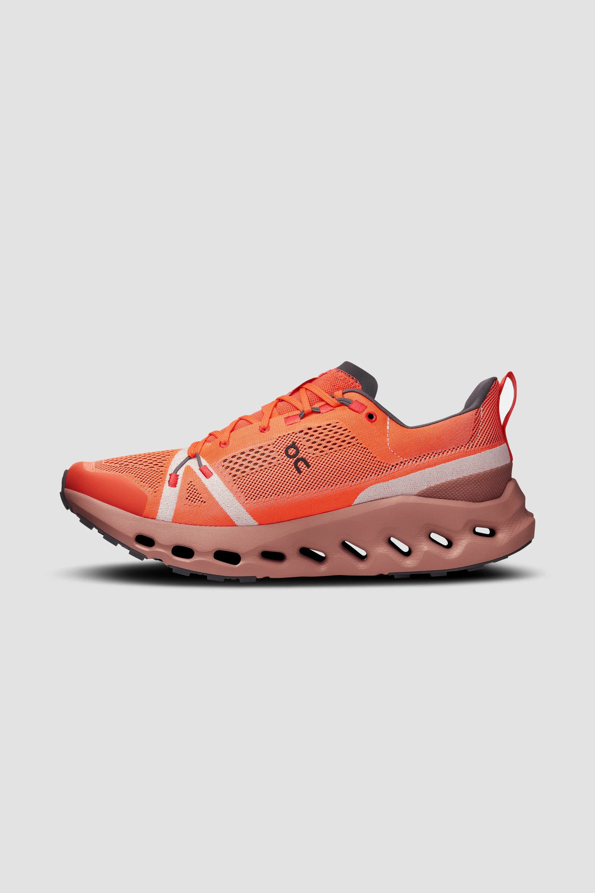 ON | Men's Cloudsurfer Trail shoe in Flame/Dustrose