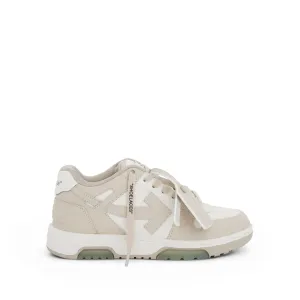 Out of Office Calf Leather Sneakers in White/Beige Colour