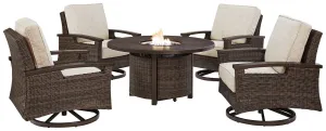 Paradise Trail 5-Piece Outdoor Fire Pit Table and Chair Set