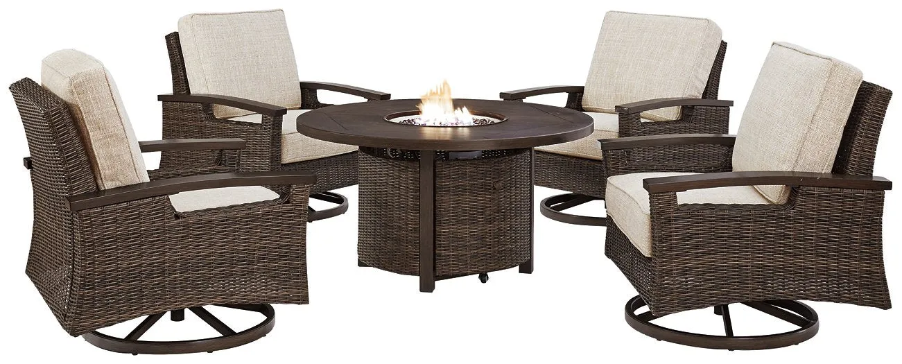 Paradise Trail 5-Piece Outdoor Fire Pit Table and Chair Set