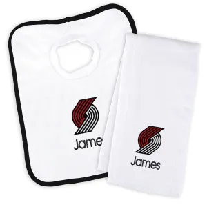 Personalized Portland Trail Blazers Bib and Burp Cloth Set