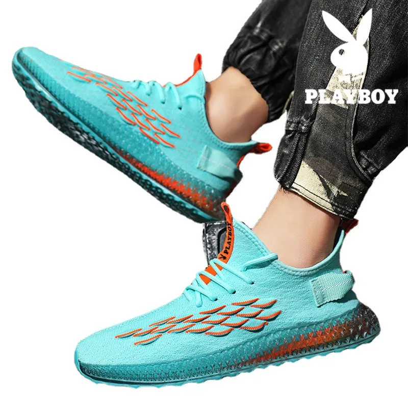 Playboy men's shoes summer breathable coconut shoes men's sports leisure flying mesh face youth running shoes