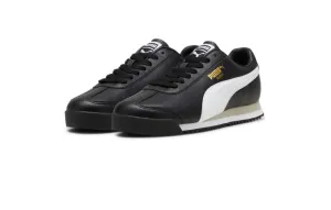 PUMA Men's Roma Sneaker Black White and Smokey Gray