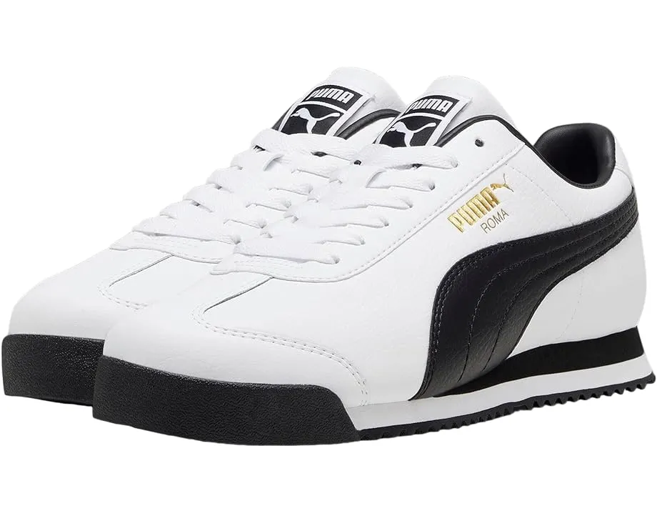 PUMA Men's Roma Sneaker Black White and Smokey Gray