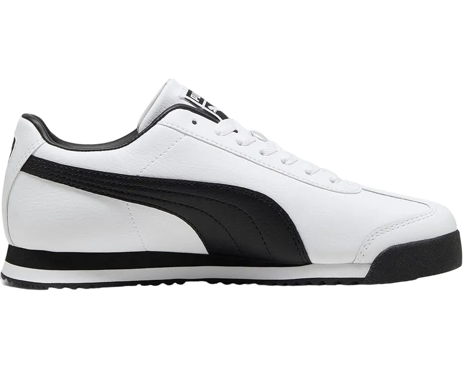 PUMA Men's Roma Sneaker Black White and Smokey Gray