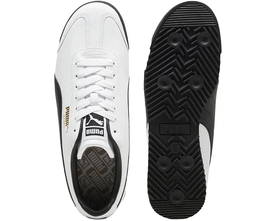 PUMA Men's Roma Sneaker Black White and Smokey Gray