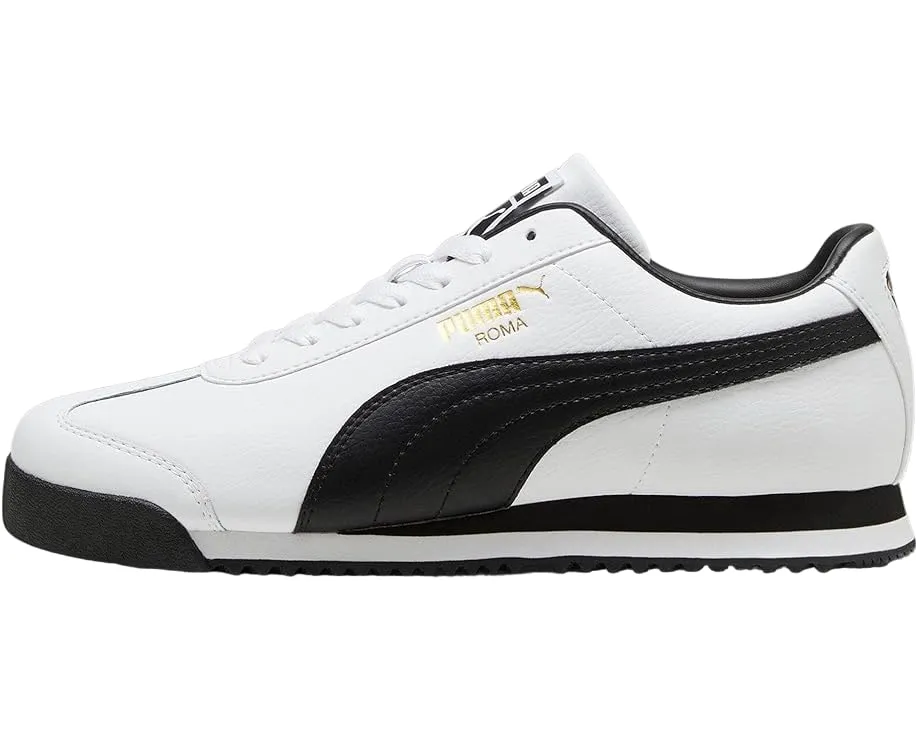 PUMA Men's Roma Sneaker Black White and Smokey Gray