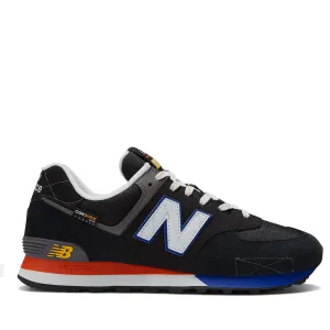 Scarpe Uomo NEW BALANCE Sneakers 574 in Pelle e Cordura colore Black e Poppy