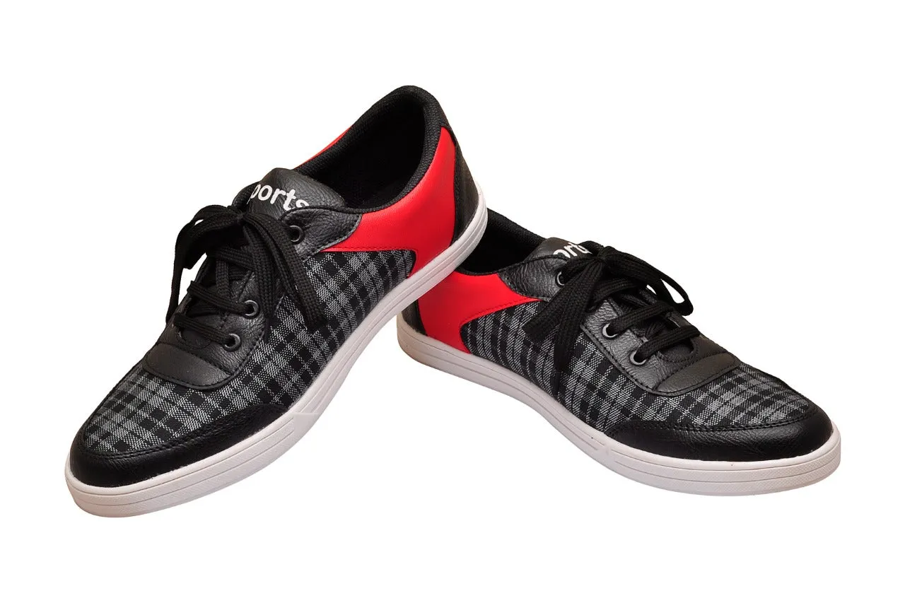 Stylish casual Checkred Black And Red Casual Shoes for Mens