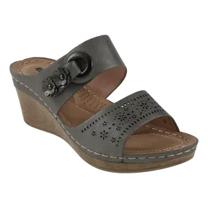 Theresa Pewter Wedge Sandal