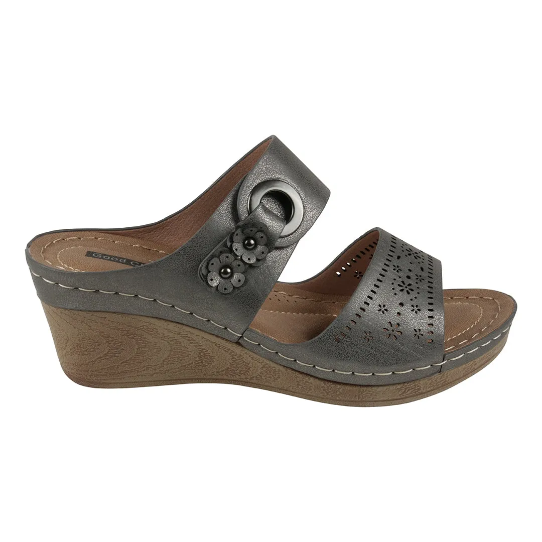 Theresa Pewter Wedge Sandal