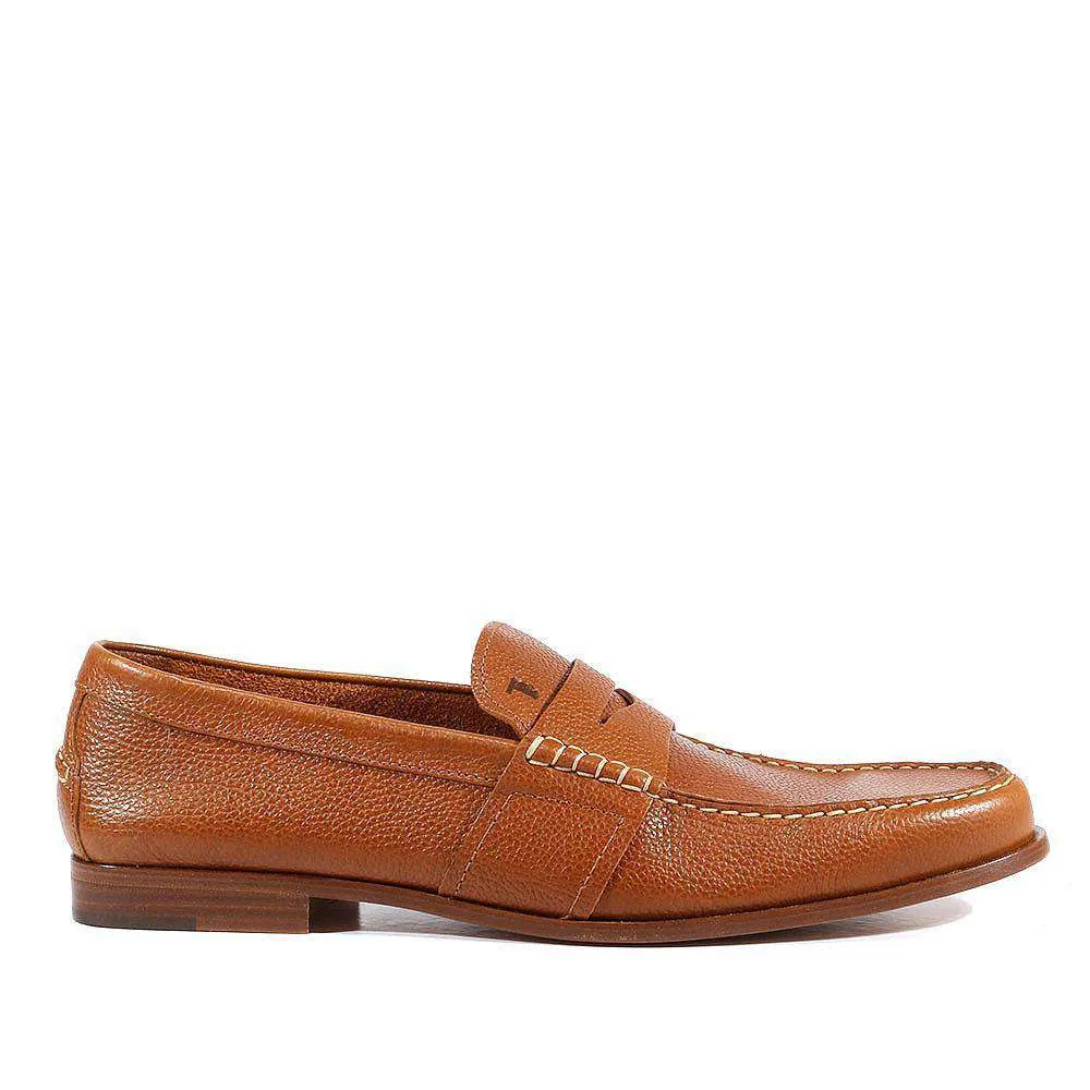 Tods Men's Designer Shoes Moassiomo Wilson Pebbeled Leather Brown (TDM14)