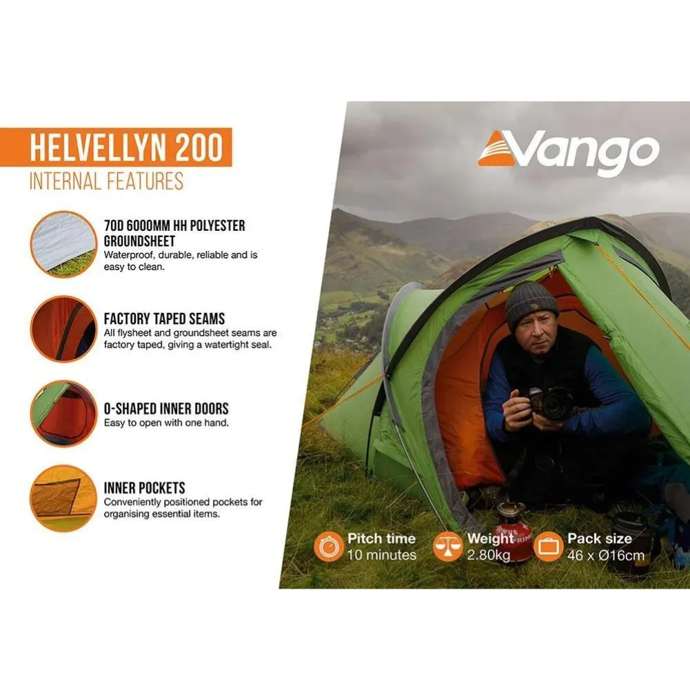 Vango Helvellyn 200 Trekking Tent - 2 Man Semi-Geodesic Tent