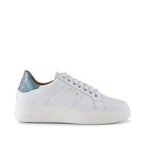 Vinca sneaker leather - WHITE/BLUE CROCO