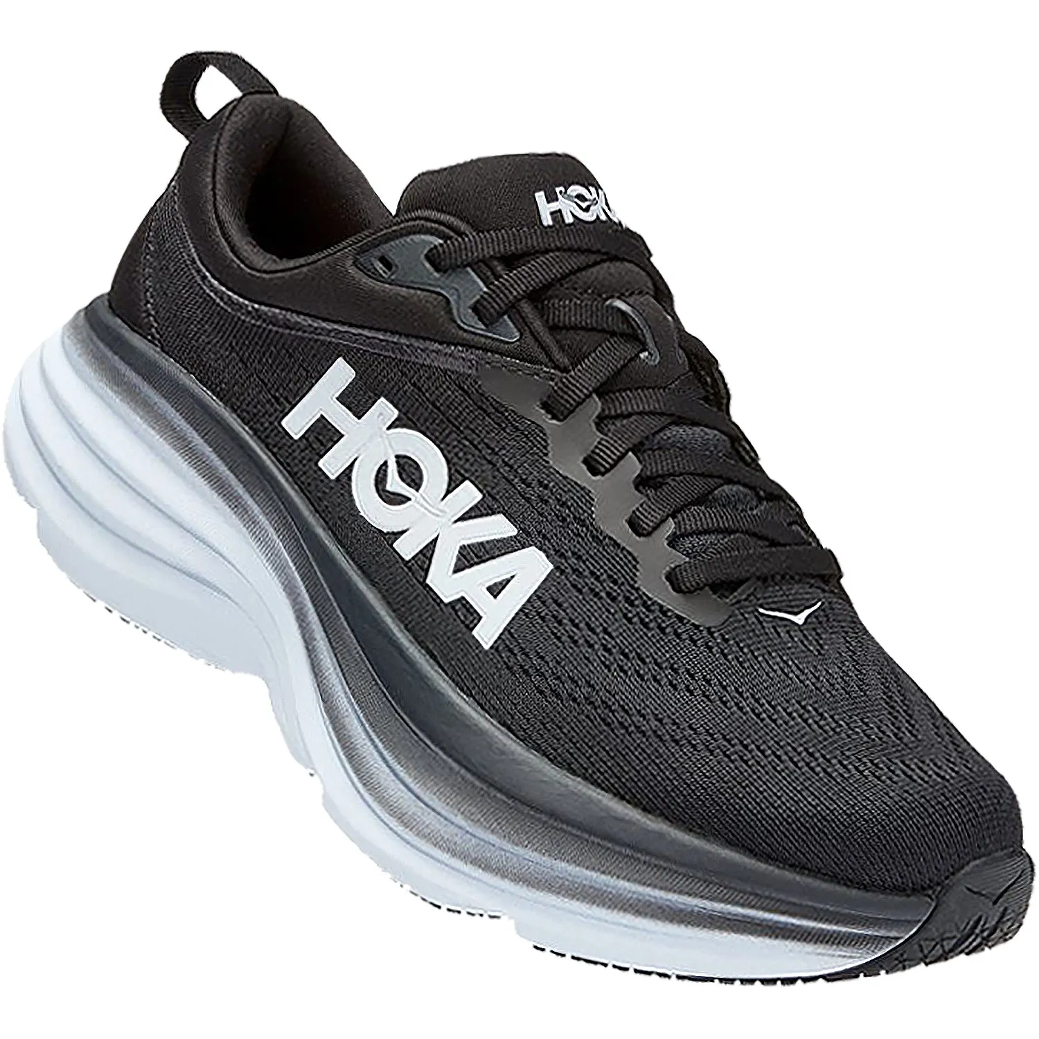 Women's Hoka Bondi 8 Black/White Mesh